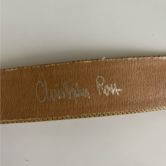 Vintage 1983 Christopher Ross 24K Gold PLATED BUCKLE With Leather Belt - Picture 8 of 9
